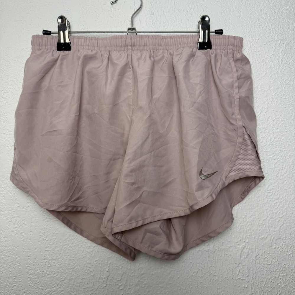 Nike Dri-FIT Womens M Running Shorts Dusty Mauve Pink Zipper Pocket